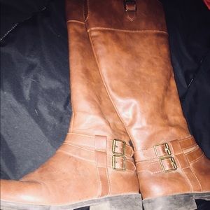 Brown leather boots